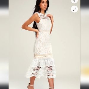 NWT White Lace Sleeveless Midi Dress
